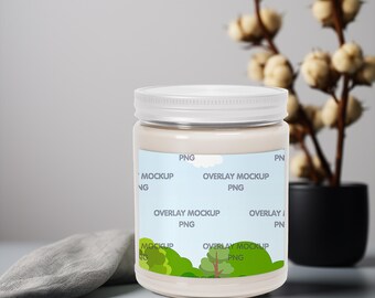Scented Soy Candle Mockup, White Lid, Canva Compatible (PNG)