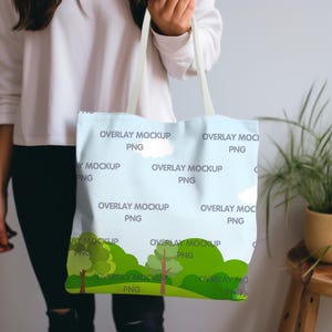 AOP Tote Bag Mockup - White, Printify Mockup, AOP Tote Bag Mock Up, All Over Print Tote Bag, Mock Up Bag, Handle Tote Bag, Printful POD Tote