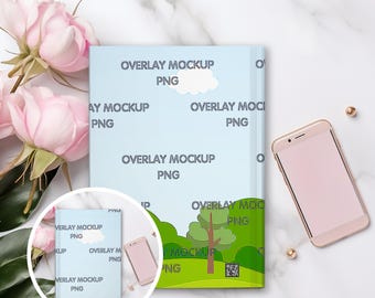ハードカバーノート モックアップ バンドル、Canva 対応 (PNG オーバーレイ)