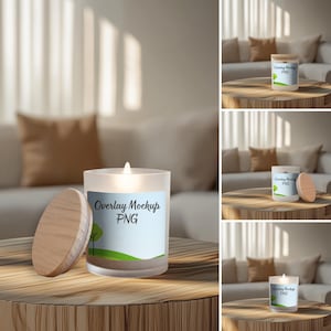 Candle Mockup Bundle - 4xPNG, Frosted Glass Candle, Soy Candle Mockup, Candle mock-up, Digital Candle Mock up, Wood Lid Candle, POD