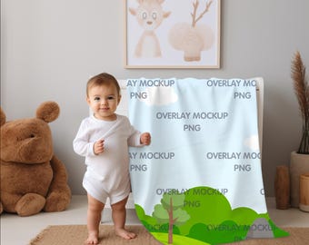 Baby Blanket Mockup: Canva Mockup, PNG Overlay (Digital Download)