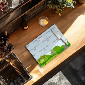 Glass cutting board mockup, Cutting board mockup, Custom All Over Print Design, printify mockup, Cutting Board Template