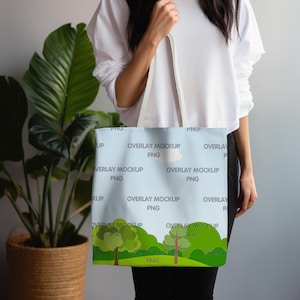 AOP Tote Bag Mockup - White, Printify Mockup, AOP Tote Bag Mock Up, All Over Print Tote Bag, Mock Up Bag, Handle Tote Bag, Printful POD Tote