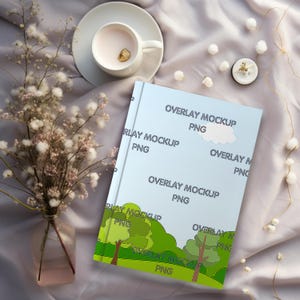 Hardcover Notebook Mockup, Blank Notebook Mockup, Planner Mockup, Journal Mockup, Canva Compatible, Transparent Overlay PNG
