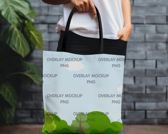 Printify AOP Tragetasche Mockup, schwarzer Griff (PNG)