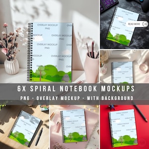 Spiral Notebook Mockup Bundle, Blank Spiral Notebook Mockup, Kids stationery, Planner Mockup, Journal Mockup, Book Mock Ups