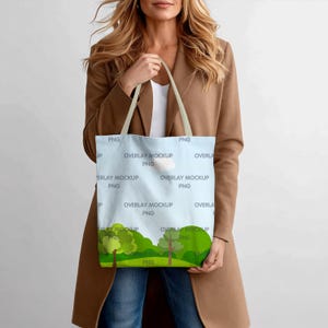 AOP Tote Bag Mockup - Beige, Printify Mockup, AOP Tote Bag Mock Up, All Over Print Tote Bag, Mock Up Bag, Handle Tote Bag, Printful POD Tote