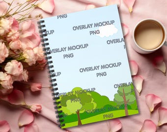 Spiral Notebook Mockup, Transparent Overlay PNG (Digital Download)