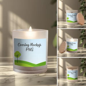 Candle Mockup Bundle - 4xPNG, Frosted Glass Candle, Soy Candle Mockup, Candle mock-up, Digital Candle Mock up, Wood Lid Candle, POD