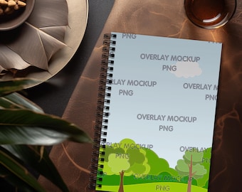 Spiral Notebook Mockup, Planner Journal, Boho Book Mock Ups (PNG Overlay)