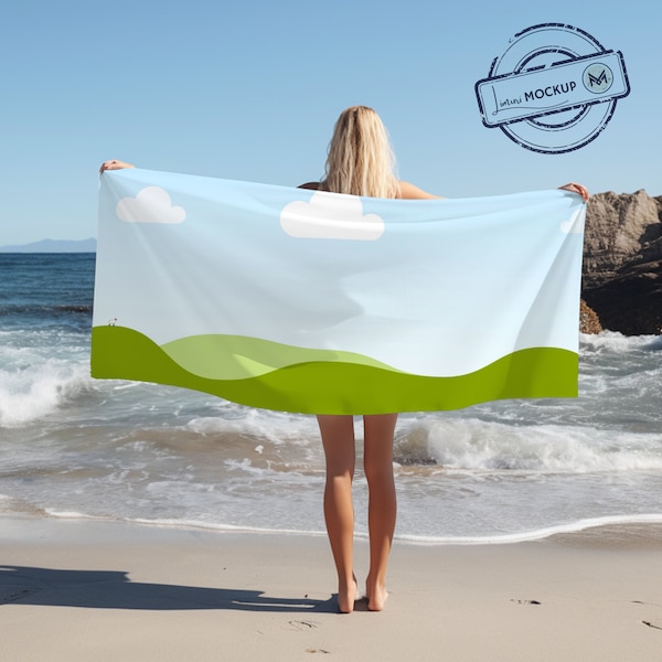 Vibrant Beach Towel Mockup - Perfect for Print on Demand and Canva Compatible Designs