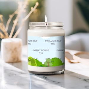 Candle Mockup 9 oz, Soy Candle Mockup, 9 oz Candle clear Mockup, Candle label Mockup, Candle Mockup Canva compatible, Soy Candle in jar