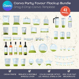 Party Favor Bundle, Party Favor Templates, Kids Party Favors, Chip Bags, Party Mockups, Candy Mockup, Can Mockup, Bottle Mockup, Sublimation