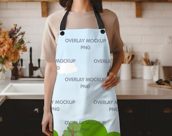 Mockup di grembiule AOP – Sovrapposizione trasparente, compatibile con Canva (PNG)