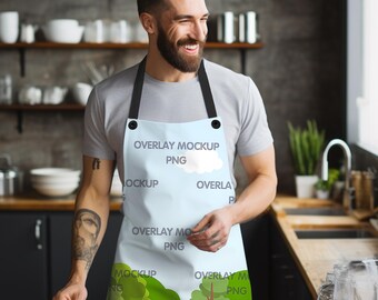 Mockup di grembiule AOP – Sovrapposizione trasparente, compatibile con Canva (PNG)