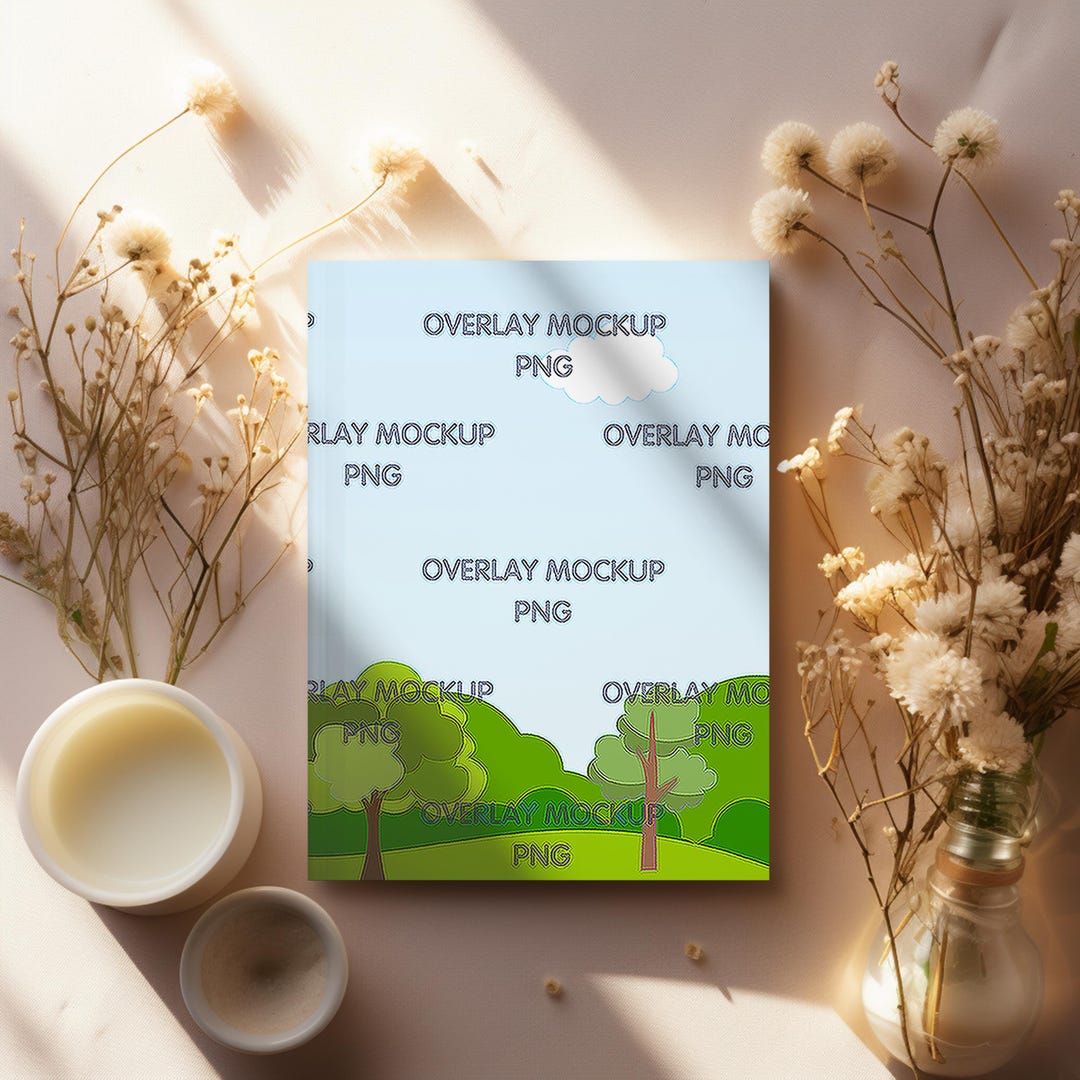 Hardcover Notebook Mockup, Canva Compatible, Transparent Overlay PNG - Etsy