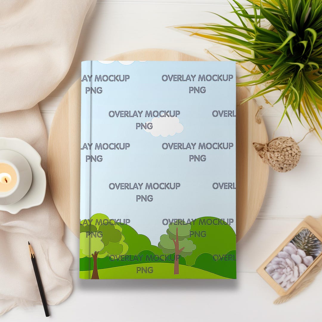 Hardcover Notebook Mockup, Canva Compatible Transparent Overlay PNG - Etsy