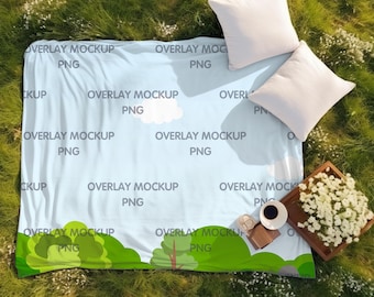 Picnic Blanket Mockup: Transparent Overlay PNG (Digital Download)