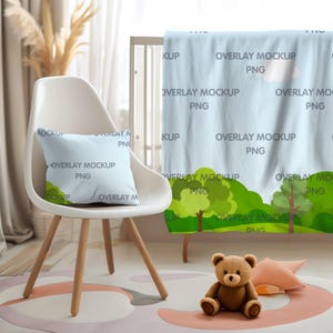 Baby Blanket & Pillow Mockup Bundle - Print on Demand Mockup Set, Canva Compatible Easy-to-Use Overlay Mockup PNG