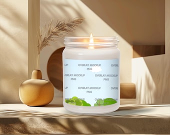 Scented Candle Mockup, Soy Candle Jar, Boho Decor (PNG File)