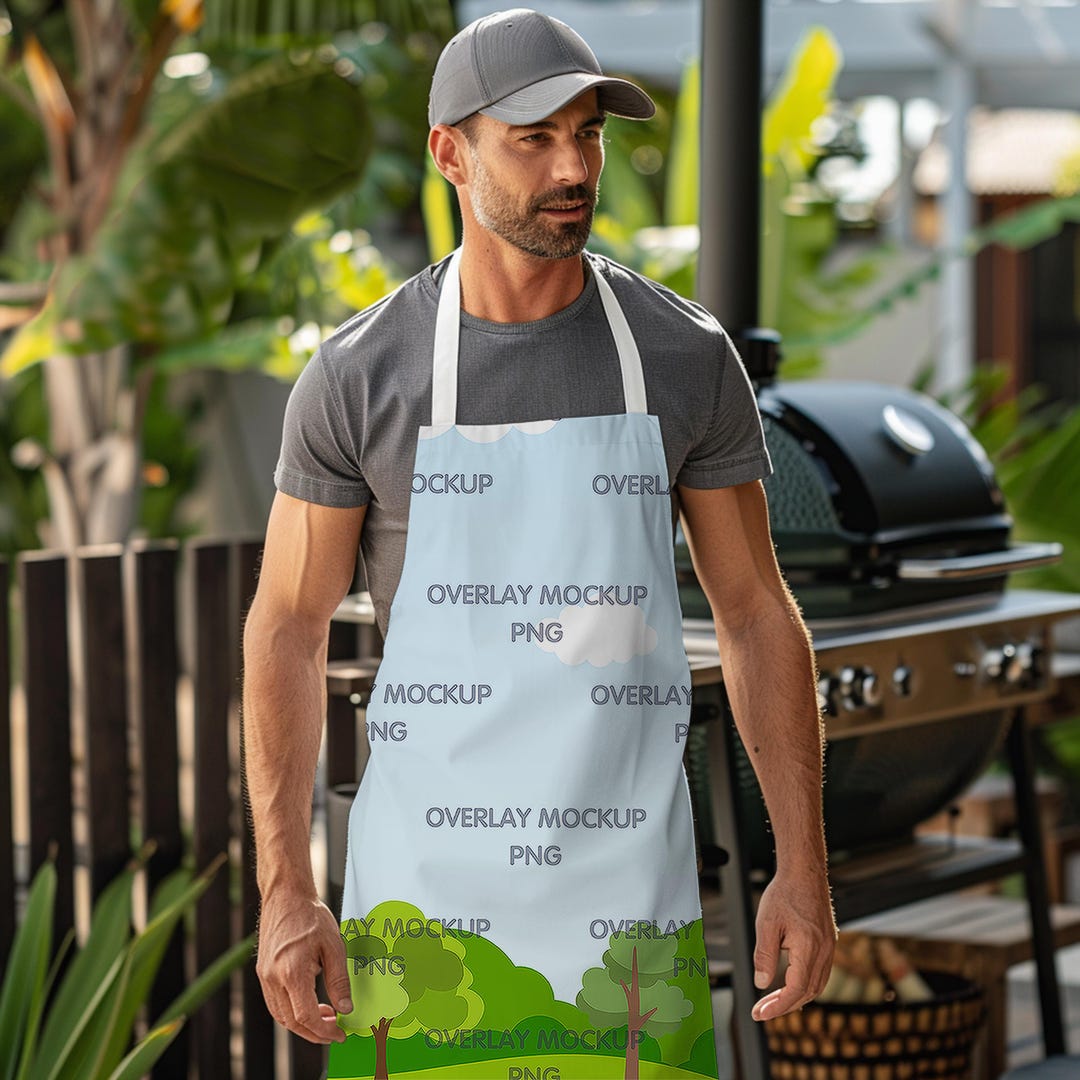 AOP Apron Mockup With White Strap - Transparent Overlay - Perfect for ...