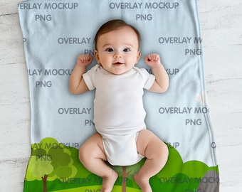 Baby Blanket Mockup: Canva Mockup, Overlay Options (PNG File)