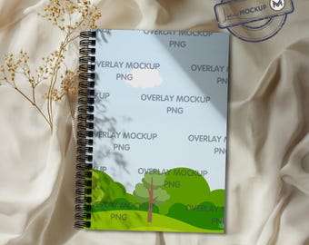 Blank Spiral Notebook Mockup, Boho Planner Mockup (PNG)
