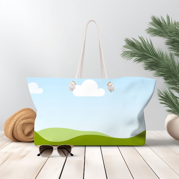 Weekender Tote Bag Mockup, All Over Print Design, Canva Compatible AOP Tote Bag Mockup, All Over Print Tote Bag, Rope Handle Tote Bag