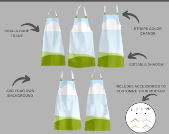 AOP Apron Mockup Set, Drag & Drop Canva Frame (Digital Download)
