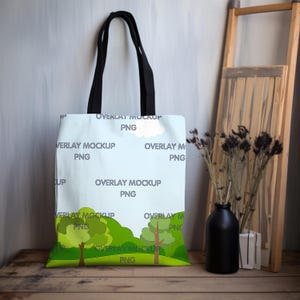 AOP Tote Bag Mockup, Printify Mockup, AOP Tote Bag Mock Up, All Over Print Tote Bag, Mock Up Bag, Black Handle Tote Bag, Printful POD Tote