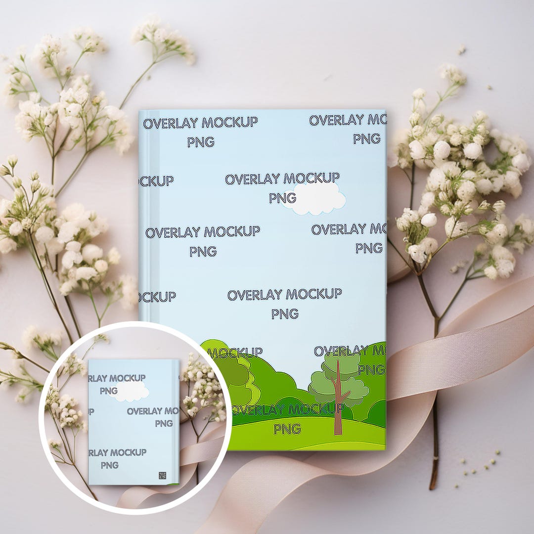 Notebook Overlsy Hardcover Notebook Mockup Bundle, Front & Back, Overlay PNG (digital ...