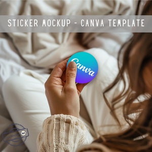 Sticker Mockup Canva Template | Hand Holding Sticker Design | Digital Download