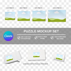 Puzzle Mockup for Canva, Puzzles Mockup, Jigsaw puzzles Mockup, Puzzle Box, Puzzle Picture, Sublimation Mockup, Custom Puzzle, Drag and Drop