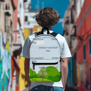 Maquette de sac à dos personnalisable pour impression à la demande | Design de superposition compatible avec la toile