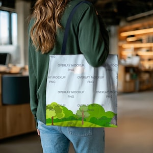 AOP Tote Bag Mockup - Blue, Printify Mockup, AOP Tote Bag Mock Up, All Over Print Tote Bag, Mock Up Bag, Handle Tote Bag, Printful POD Tote