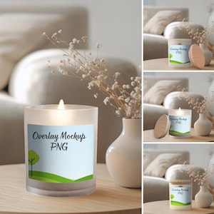 Candle Mockup Bundle - 4xPNG, Frosted Glass Candle, Soy Candle Mockup, Candle mock-up, Digital Candle Mock up, Wood Lid Candle, POD