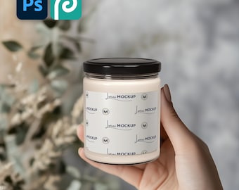 Soy Candle Label Mockup, Clean Aesthetic (PSD Printify)