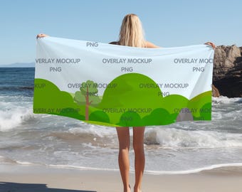 Vibrant Beach Towel Mockup - Perfect for Print on Demand and Canva Compatible Designs