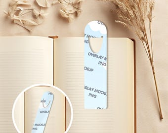 Lesezeichen Mockup Bundle - 2x PNG Overlay Mockup - Präsentieren Sie Ihre Designs mit Stil