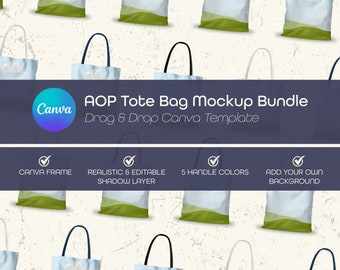 AOP Tote Bag Mockup, Drag & Drop Canva Template