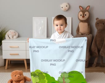 Baby Blanket Mockup: Canva Mockup, PNG Overlay (Digital Download)