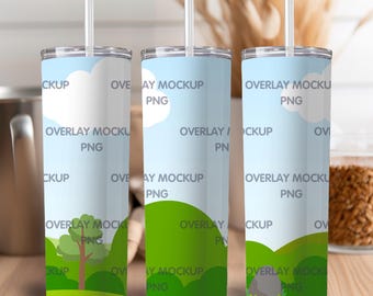 20oz Skinny Tumbler Mockup, Overlay PNG File