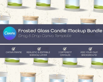Frosted Glass Candle Mockup Bundle, Canva Template