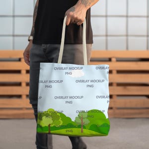 AOP Tote Bag Mockup - Beige, Printify Mockup, AOP Tote Bag Mock Up, All Over Print Tote Bag, Mock Up Bag, Handle Tote Bag, Printful POD Tote
