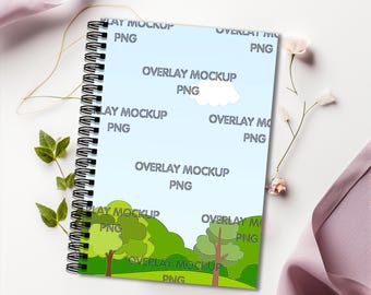 Spiral Notebook Mockup, Blank Planner, Journal Mockup (PNG Overlay)