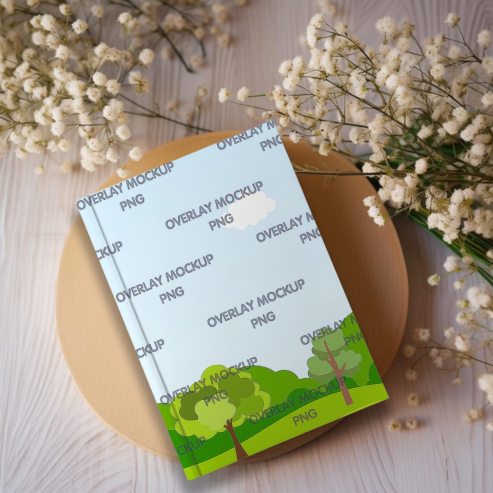 Hardcover Notebook Mockup, Canva Compatible, Transparent Overlay PNG ...