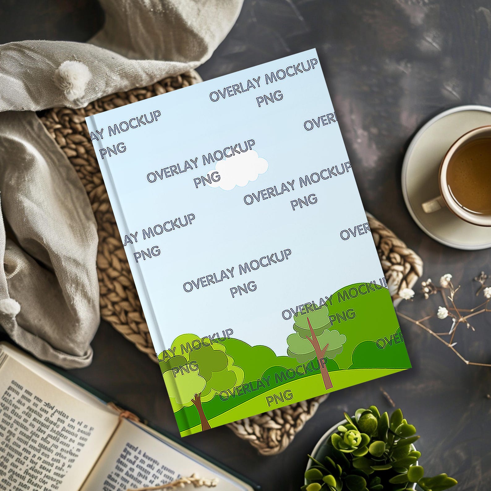 Notebook Overlsy Hardcover Notebook Mockup, Canva Compatible, Transparent Overlay PNG - Etsy
