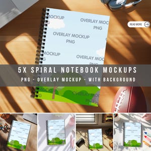 Spiral Notebook Mockup Bundle, Blank Spiral Notebook Mockup, Kids stationery, Planner Mockup, Journal Mockup, Book Mock Ups