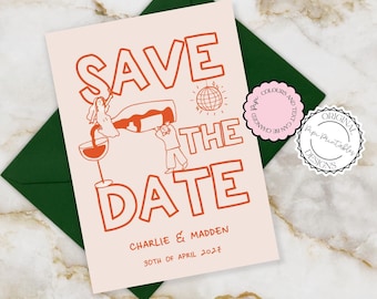 Save The Date Invitation Template Hand Drawn Scribble Illustrations Cute Whimsical Illustrated Wedding Save Our Date Cards Save The Dates 9n