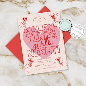 Hand Drawn Galentine&#39;s Day Invitation Editable Valentine&#39;s Party Invitation Cute Colorful Galentine’s Girls Night Invite Valentine’s Invite